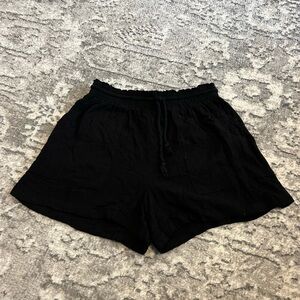 Cotton On Black Linen High Waist Shorts
